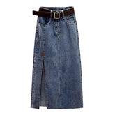 Langer Jeansrock im Vintage-Schlitz